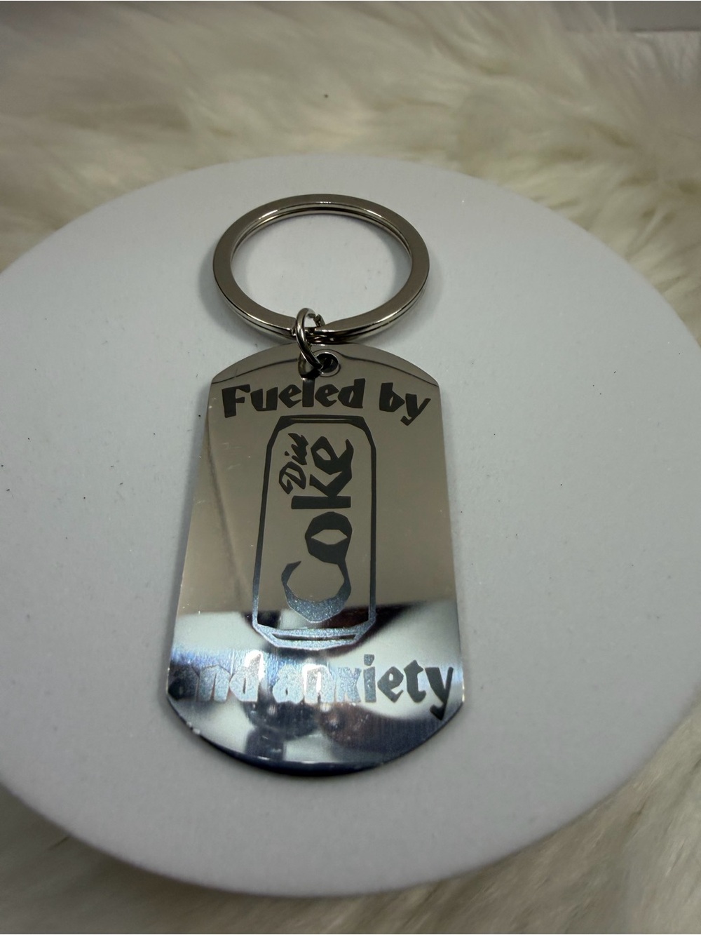 🩷5/$10🩷 Silver 'Fueled by Diet Coke' Stainless Keychain